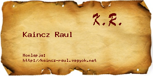 Kaincz Raul névjegykártya